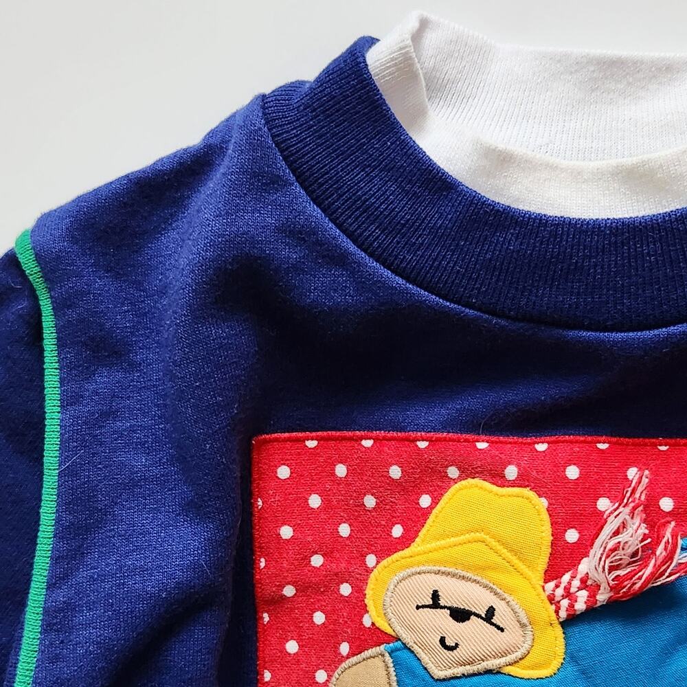 Vintage 90s Paddington Bear Girls Sweatshirt Dress Winter Sledding Blue Size 3T - Picture 5 of 9